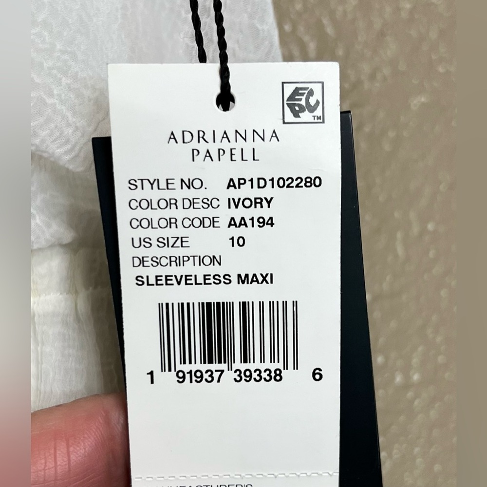 NWT Adrianna Papell Elegant Ivory Chiffon Sleeveless Maxi Dress Boho Vacation - Picture 11 of 15